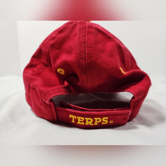 University Of Maryland Terps Logo NCAA Adult Hat Cap Adjustable Hook & Loop Red - Picture 5 of 8